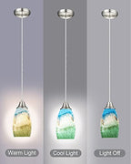 karyfine Mini Glass Pendant Lights,Blown Art Glass Pendant Hanging Light Fixtures Kitchen Island Pendant Lamp Shade with Brushed Nickel Finish for Bar Counter,Hallway,Dining Room Multi color-1P - color: Multi color-1Pack