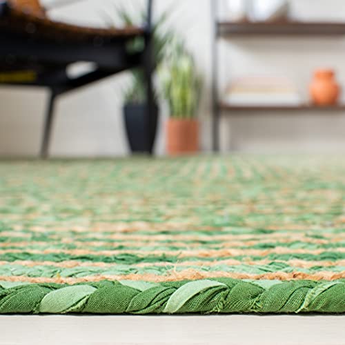 SAFAVIEH Area Rug 2x3 - Cape Cod Collection - Green & Natural Brown, Handmade Jute & Cotton, Woven Braided Design (CAP202Y) - color: Green/Natural, size: 2' x 3' (Rectangular)