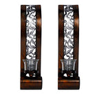 Shelving Solution Wall Sconce 14.4 x 3.5 Inch, with Tea Light Candle Holder Antique Bronze Style Metal Wall Art Decorations for Living Room, Bathroom, Dining Room and Office, Set of 2 - style: Style A