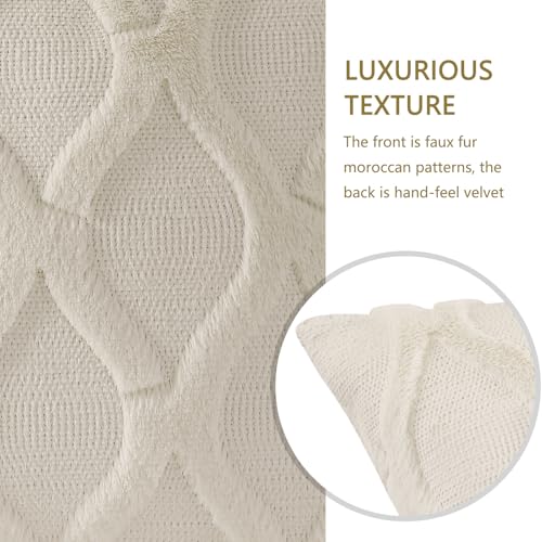 decorUhome Summer Set of 4 Beige Throw Pillow Covers 18x18 Inch, Neutral Decorative Soft Plush Faux Wool Couch Pillow Covers, Farmhouse Pillow Cases for Living Room Bed Sofa - color: Natural Beige, size: 18" x 18" (Pack of 4)