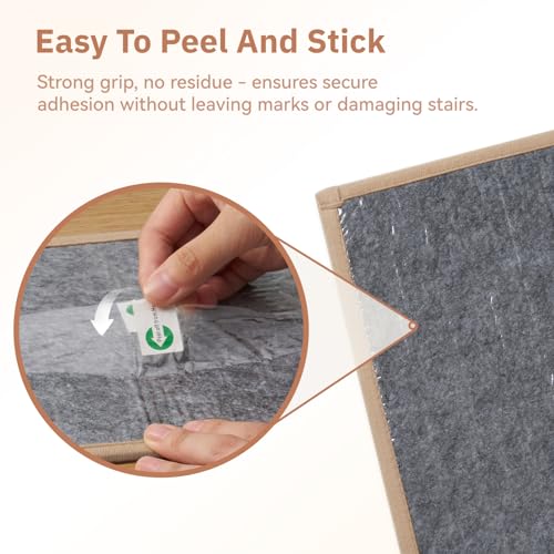 15PC Jute Stair Treads for Wooden Steps-Non Slip Peel and Stick Stair Treads Indoor, Adhesive Staircase Step Treads Residue Free, Cat-Friendly & Scratch-Resistant Durable Stair Runner Rug,8"x30" Beige - size: 8"x30"