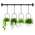 Adjustable Hanging Window Planter with 4 Pots, Space Saving Indoor Herb Garden Plant Hanger, Metal Vertical Plant Rack for Kitchen, Balcony & Home Deco41in-4 Flower pots