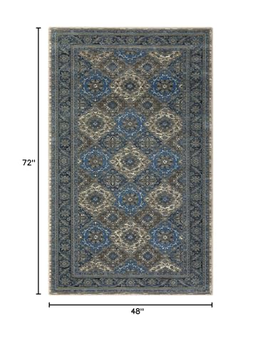 Memoryfield Vintage Rug 4x6 Traditional Floral Rug Oriental Rug Retro Medallion Area Rug for Living Room Non Slip Low Pile Bedroom Rug Aesthetic Rug Farmhouse Carpet for Dining Room Home Office Blue - color: Blue, size: 4' x 6' (Rectangular)