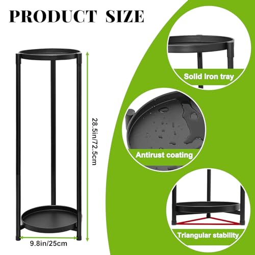 2 Tier Plant Stand Indoor Tall, Black Corner Tiered Round Plant Stand for Indoor Multiple Plants, Metal Flower Pot Stands Outdoor Holders Plant Shelf Display Rack for Balcony Living Room - color: 2 Tier-Black