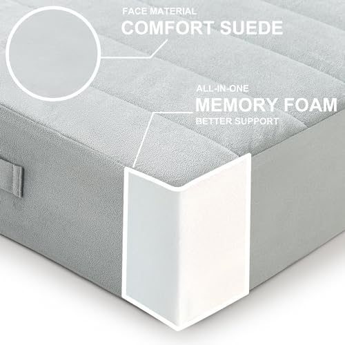 JKMAX 22 inches Floor Pillow for Adults - Large Meditation Cushion with Thick Foam & Soft Tufted Cover - Premium Outdoor Square Floor Cushion Seat - Yoga Pillows for Sitting On Floor - Light Gray - color: Light Gray, size: 1 Count