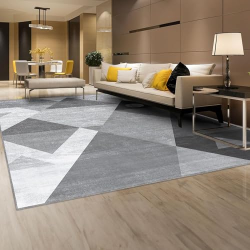 HOMFINE Washable Area Rug - Geometry Style Modern Rugs for Living Room, Bedroom, Machine Washable Rug Soft Non Slip Non Shedding Area Rug - Grey, 10'x14' - color: Grey, size: 10' x 14' (Rectangular)