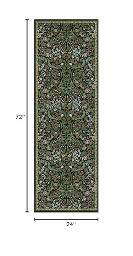 Moynesa Floral Kitchen Runner Rug 2x6, Washable Runners for Hallways Non Slip Green Soft Bathroom Carpet Runner, Boho Ultra Thin Botanical Throw Rug for Laundry Room Entryway, Green - color: Green, size: 2' x 6' (Runner)