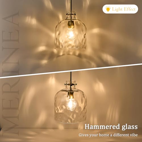 Modern Gold Pendant Light – 10" Dome Glass Hanging Light Fixture, Single E26 Pendant Lighting for Kitchen Island, Dining Room, Bedroom, Hallway, Adjustable Ceiling Lamp - color: Gold-Medium