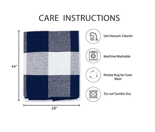 IOHOUZE Buffalo Plaid Checkered Rug 27.5" X 43" Front Door Mats, Washable Area Rugs for Front Porch Decor, Spring Summer Welcome Mats Outdoor, Navy White Rug for Farmhouse/Entryway/Home Entrance - color: Navy and White, size: 2'4" x 3'8" (Rectangular)