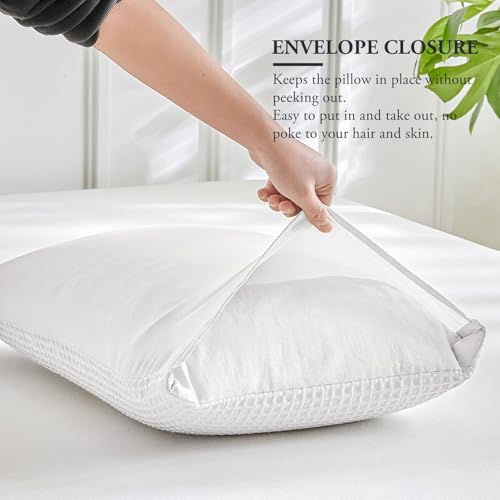 WARMDERN Waffle Weave Pillowcases King Size 2 Pack Pillow Cases Soft Microfiber Pillow Case Covers Set of 2 Boho Woven Textured Pillowcase with Envelope Closure(White, King, 20x36 Inches) - color: White-waffle Weave, size: 20" x 36" (Pack of 2)