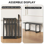 Plant Stand Indoor Outdoor, Foldable Metal Plant Shelf for Multiple Pots, Mid Century Slatted Bench for Patio Garden, Heavy Duty Capacity 330 lbs 2 Pack Black