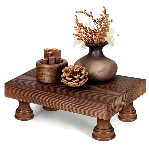 EOSAHR Farmhouse Pine Wood Risers for Decor in Kitchen & Bathroom - Risers Display Stands for Home Decor - Stylish Perfume Organizer for Placing Soap Dispenser on Small Vanity (Brown, 8.5") - color: B-Pine Wood-Brown