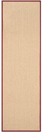 SAFAVIEH Natural Fiber Collection Runner Rug - 2'6" x 10', Maize & Burgundy, Sisal, Woven Design with Border (NF141D)