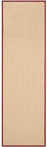 SAFAVIEH Natural Fiber Collection Runner Rug - 2'6" x 10', Maize & Burgundy, Sisal, Woven Design with Border (NF141D)