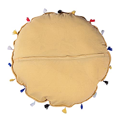 Rajasthani Handmade Colorful Decorative Floor Pillow Cover Meditation Patchwork Patchwork Cushion Seating Accent Boho Chic Indian Handmade Cover ONLY (Beige, 32X32 Inches) - color: Beige