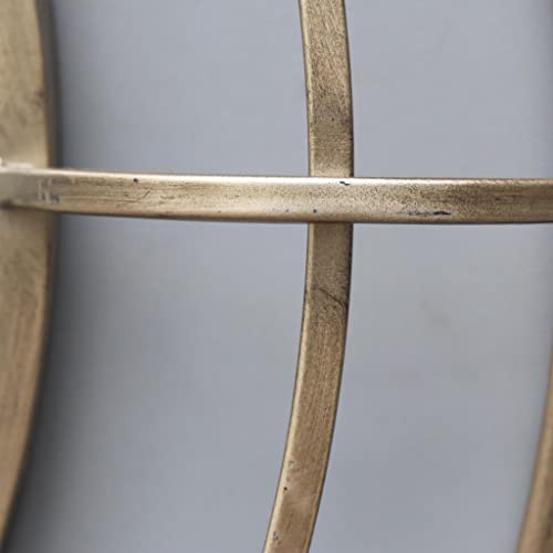 PARISLOFT 28" Geometric Metal Round Wall Mirror,Sunburst Mirror Wall Decor for Living Room,Antique Bronze