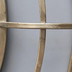 PARISLOFT 28" Geometric Metal Round Wall Mirror,Sunburst Mirror Wall Decor for Living Room,Antique Bronze