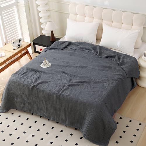 Boho Throw Blanket, 100% Cotton Ultra Soft Luxury Throw Rustic Quilt, Muslin Breathable Soft Bed Throw ，All Throw for Sofa Couch Chair 60×80 Inch (Grey Blanket, 60x80 Inch) - color: Grey, size: 60x80 Inch