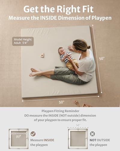Blissful Diary Vegan Leather Baby Play Mat, 50x50 Thick Foam Cushioned & Waterproof Playpen Mat for Infants and Toddlers, Stylish and Just Wipe-Clean Playmat for Baby Play on Floor, Beige - color: Beige, size: 50" X 50"