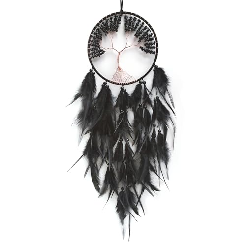 Black Dream Catcher with Tree of Life | Handmade, Wall Decor, Wall Hanging Ornament, Bedroom Living Room Home Decor
