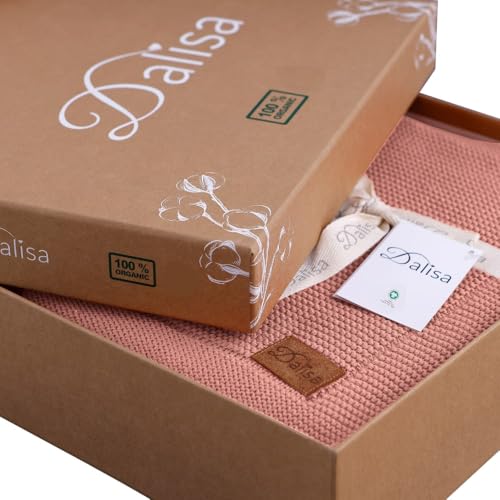 Dalisa 100% Organic Turkish Cotton Throw Blanket - GOTS Certified, Cozy - Perfect for Couch, Bed, and Home Decor - Boho Vintage Knit Alina (Pink, 60x80) - color: Pink, size: 60x80