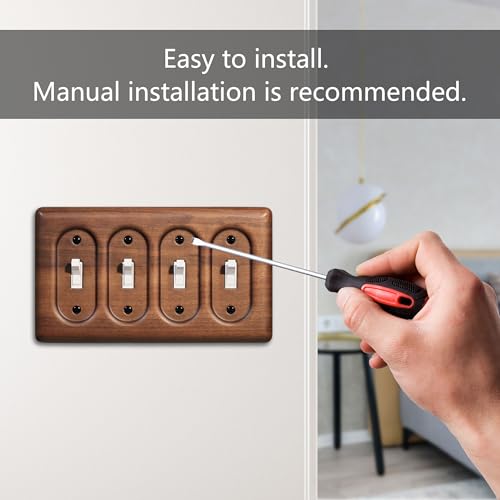 4-Gang Four Light Switch Plate Handcrafted North American Walnut Wall Plate for Rustic and Stylish Homes - color: Walnut wood, size: Four Rocker