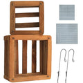 Set of 2 Wooden Orchid Baskets with Hangers, Hanging Vanda Baskets for Outside - size: Set of 2