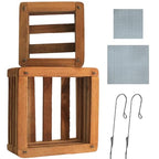 Set of 2 Wooden Orchid Baskets with Hangers, Hanging Vanda Baskets for Outside - size: Set of 2