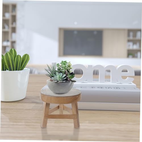 Happyyami Boho Plant Stand Wooden Succulent Stool Indoor Garden Accessory Multi-use Planter Stand