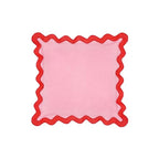 Tov Furniture Scalloped Edge Rust and Pink Linen Throw Pillow - color: Rust, Pink