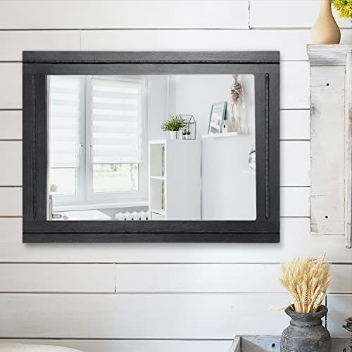 AAZZKANG Black Mirrors for Wall 50 x 40 cm with Rectangle Wood Framed Decorative Wall Mirror for Bedroom Living Room Bathroom Entryway - color: Black, size: 20"L x 16"W