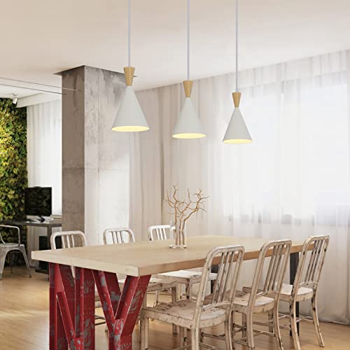 Modern plug in Pendant Light Kitchen, Adjustable chandelier hanging lamps that plug into wall outlet for Dining Room, Bedroom, Living room, ontemporary wall Décor white (No bulb) - size: funnel pendant light white