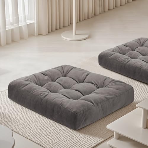 Meditation Floor Pillow 22×22 Inch 2 Pack Large Floor Cushions for Adults Square Tufted Corduroy Floor Pillows for Yoga Living Tatami Room Grey - color: Grey