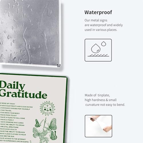 Fmcmly Daily Gratitude Inspirational Metal Tin Sign Green Boho Room Aesthetic Decoration Home Kitchen Office Bedroom Cafes Wall Decor 8x12 Inch - color: Tin Sign05