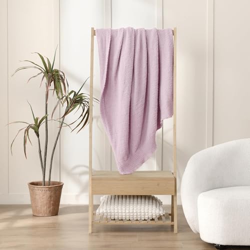 JOOJA Light Purple Throw Blanket, Soft Fluffy Fuzzy Knit Blanket for Couch Bed Sofa, Cozy Plush Warm Blanket for Bedroom Living Room, Spring Home Decor, 50x60 Inches - color: Lilac, size: 50x60