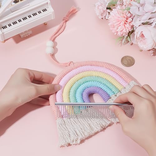 2Pcs Colorful Rainbow Wall Hanging Decor Handmade Woven Cotton Rainbow Hanging Ornament Pendant with Tassel Cute Home Accessories Front Door Room Home Car Decoration for Woman Man - color: Pink,mixed Color