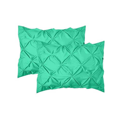 Elegant Comfort 2-Pack Sham Set Pinch Pleat Design, 1500 Premium Hotel Quality Microfiber, Stylish Design-Easy Care,Wrinkle and Stain Resistant, 2-Piece Sham Set, Pleated Standard/Queen, Paradise Teal - color: Paradise Teal, size: 26" x 20" (Pack of 2)