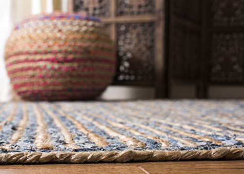 SAFAVIEH Cape Cod Collection Accent Rug - 3' x 5', Natural & Blue, Handmade Flat Weave Jute, Ideal for High Traffic Areas in Entryway, Living Room, Bedroom (CAP250A) - size: 3' x 5' (Rectangular)