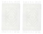 COTTON CRAFT Woven Area Rug - 2 Pack Cotton Jacquard Textured Rug - Boho Farmhouse Rustic Throw Rug with Fringe - Machine Washable Accent Mat for Bedroom Living Room Entryway Nursery - 20x32 - White - color: White - 2 Pack, size: 1'8" x 2'8" (Rectangular)
