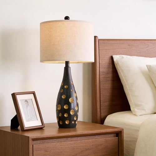 BOBOMOMO 26” Table Lamps Set of 2 for Living Room Bedroom, Modern Gold Accent Bedside Lamps with Linen Shade & Rotary Switch, Modern Farmhouse Nightstand Lamps for End Tables, Home Decor - size: 26"