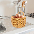 TEHAUX Woven Hanging Basket Imitation Rattan Wall-Mounted Sundries Storage Basket Lightweight Fruit Vegetable for Kitchen Home Dorm Balcony Decor 5.51 X 3.93 X 5.51 in