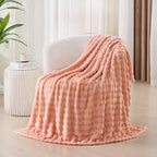 3D Bubble Plush Blanket Textured Fleece Throw Soft Warm Cozy Blanket Couch Bed Throw Pink 50x60 Inches - color: Petal Pink, size: Throw(50"x60"）