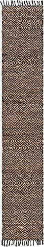 Unique Loom Braided Jute Collection Area Rug - Assam (2' 2" x 12' 2" Runner, Black/ Natural) - color: Black/Natural, size: 2'2" x 12'2" (Runner)