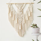 BMIDRUT Hanging Macrame Tapestry Woven Boho Wall Art Handmade Macrame Tapestry Home Wall Decor Wall Pediment 18x30 Inch (Beige) - color: Beige
