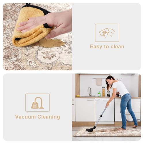 KIMODE Farmhouse Kitchen Mats Cushioned Anti Fatigue Khaki Kitchen Rugs Sets of 2, Non Slip Waterproof Kitchen Floor Mats, Ergonomic MemoryFoam Standing Mat for Laundry Room Decor, Office, Sink, Desk - color: Light Khaki, size: 17.3" x 47 "+ 17.3" x 29 "-