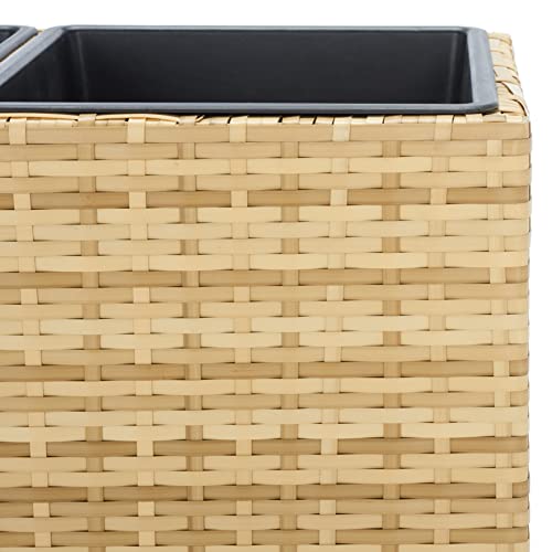 SAFAVIEH Outdoor - Rita Natural Brown Wicker 3-Tier Plant Stand with Baskets, Vertical Flower Rack Planter Shelf for Patio, Balcony, Garden, 32.28"W x 11.02"D x 24.8"H (PAT7705D) - color: Natural