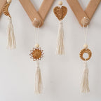 4Pcs Handwoven Wall Decor with Fringed Tassels for Living Room Bedroom Accents Artisanal Rattan Cotton Rope Wall Art Craft
