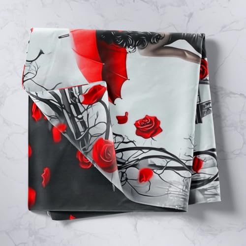 Black Girls Tapestry for Bedroom Paris Eiffel Tower Romantic Wall Tapestry Girls American Girls Rose Floral Print Tapestry Large 59X82 Inches,Red Rose Print Tapestry Aesthetic for Woman Adults Men - color: Grey Red, size: 82.7"L x 59.1"W