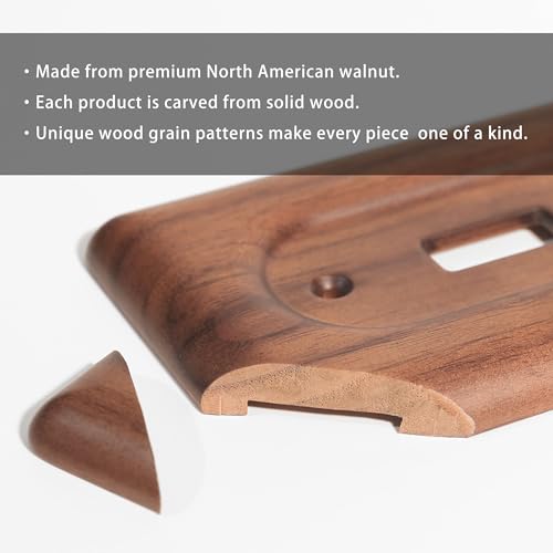 Four Light Switch Cover Plate Solid North American Walnut 4-Gang Decorative Wall Plate for Stylish and Modern Interiors - color: Walnut wood, size: Quad Toggle