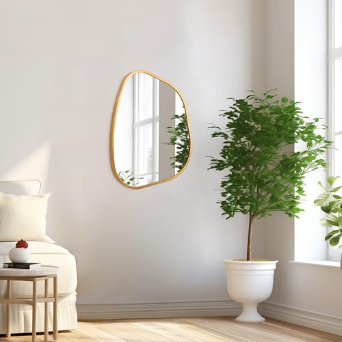 Irregular Mirror for Wall, Gold Wall Mirrors Decorative 20"x16" Asymmetrical Mirrors Aluminum Alloy Frame for Bathroom, Bedroom, Living Room, Cloakroom, Entryway - color: Gold-irregular 5(20"x16")